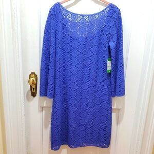 Lilly Pulitzer Blue Sheath Dress with Bateau Neckline